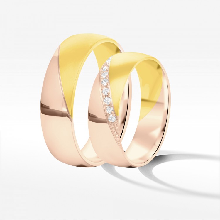 Obrączki ślubne z dwukolorowego złota 6mm