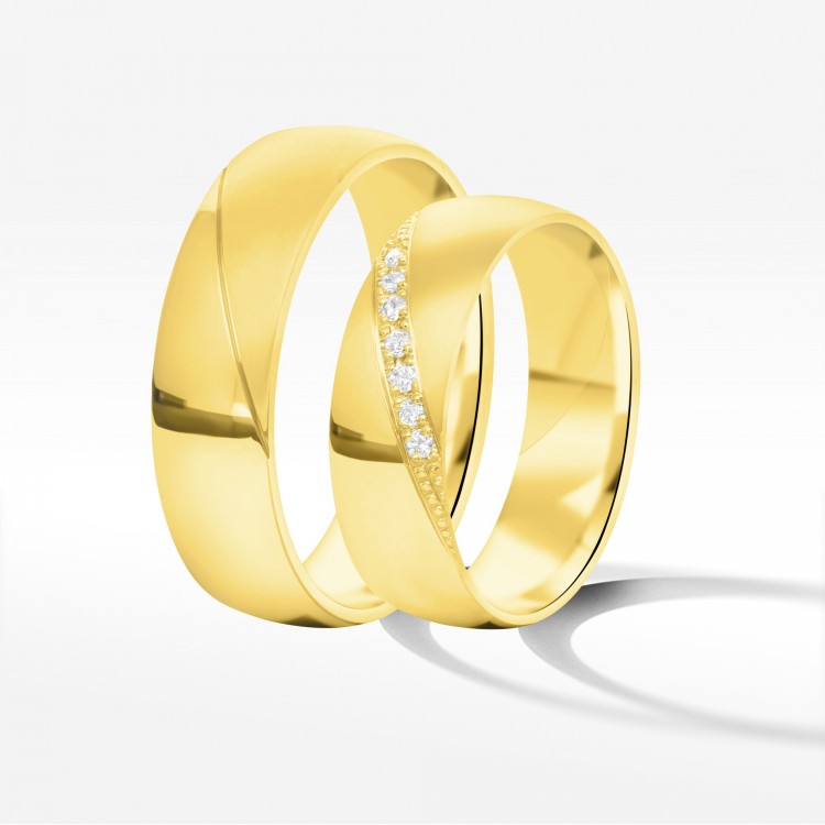 Obrączki ślubne z żółtego złota 6mm