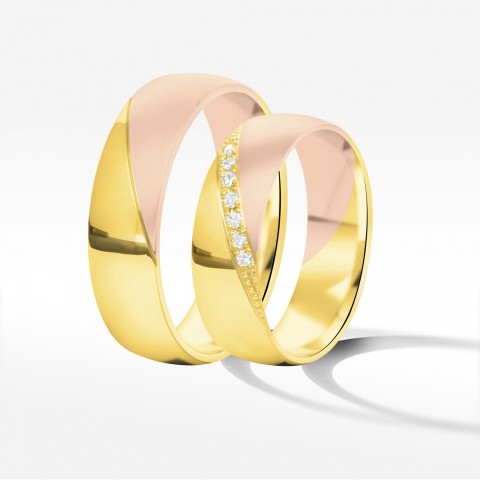 Obrączki ślubne z dwukolorowego złota 6mm