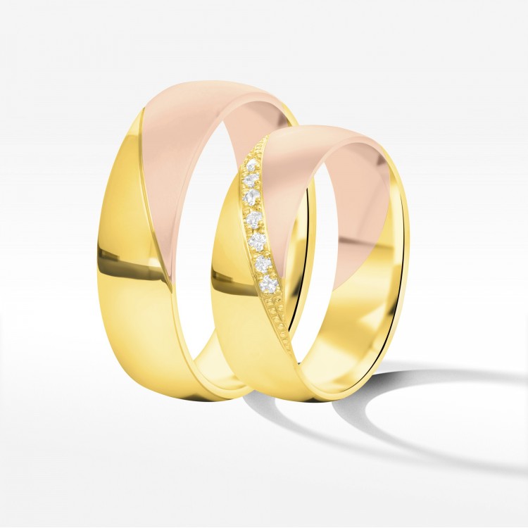 Obrączki ślubne z dwukolorowego złota 6mm