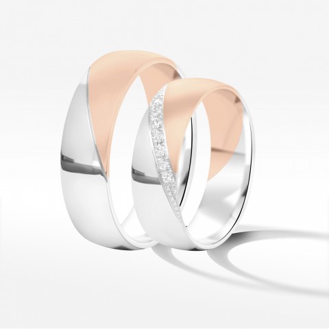 Obrączki ślubne z dwukolorowego złota 6mm