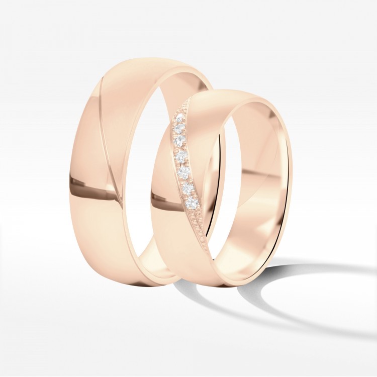 Obrączki ślubne z różowego złota 6mm
