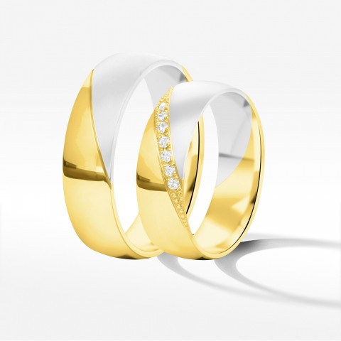 Obrączki ślubne z dwukolorowego złota 6mm