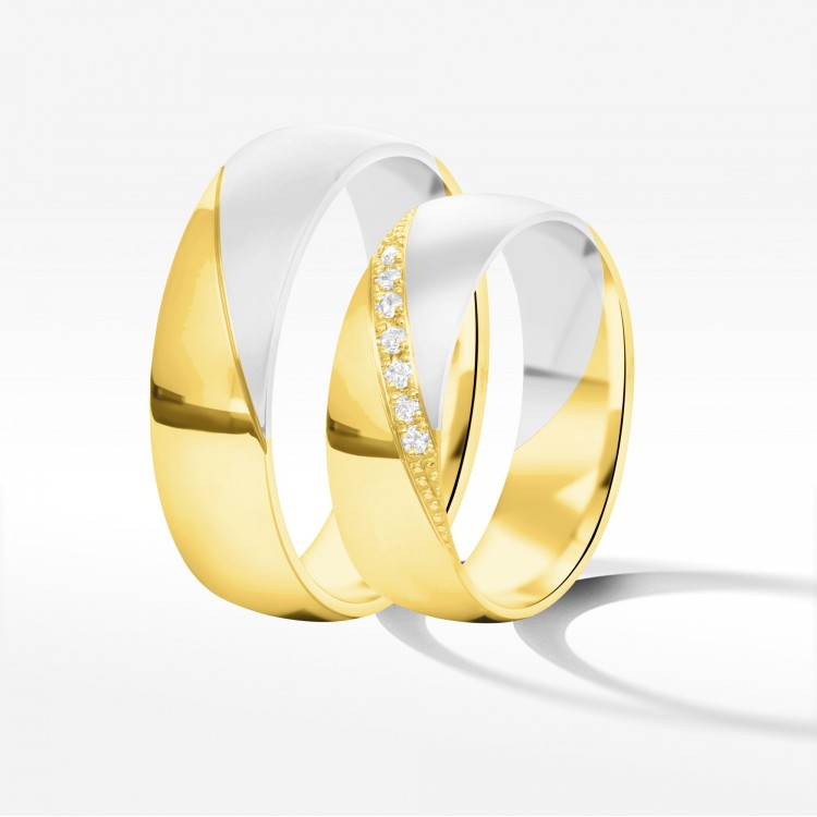 Obrączki ślubne z dwukolorowego złota 6mm