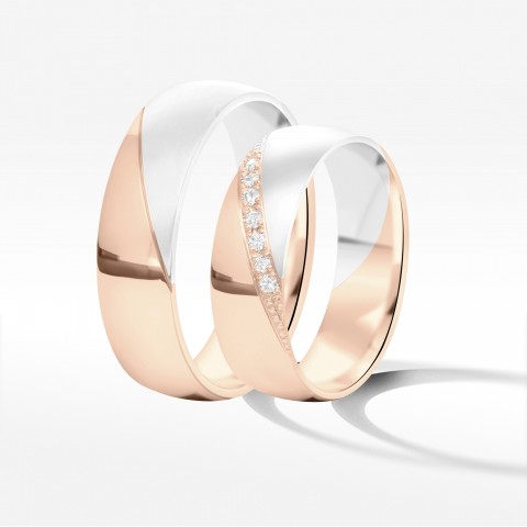 Obrączki ślubne z dwukolorowego złota 6mm