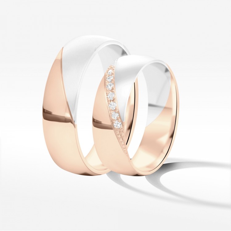 Obrączki ślubne z dwukolorowego złota 6mm