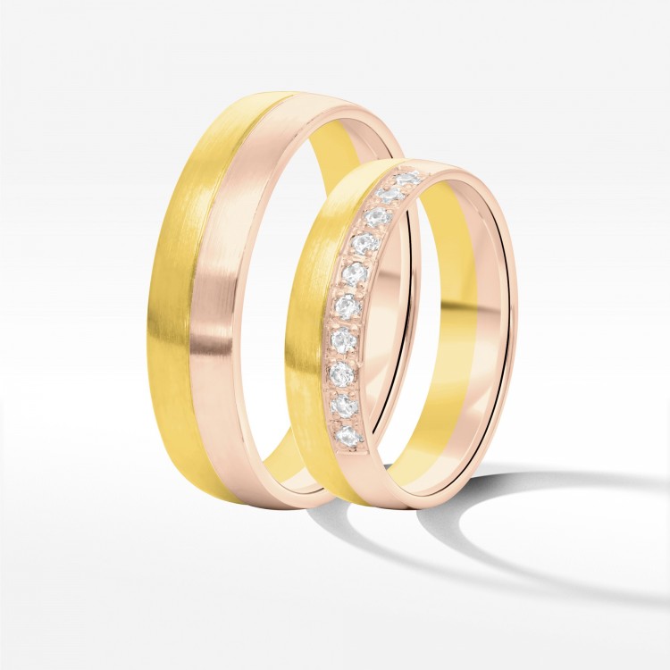 Obrączki ślubne z dwukolorowego złota 5mm