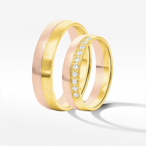 Obrączki ślubne z dwukolorowego złota 5mm