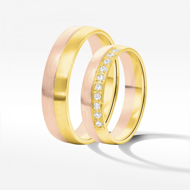 Obrączki ślubne z dwukolorowego złota 5mm