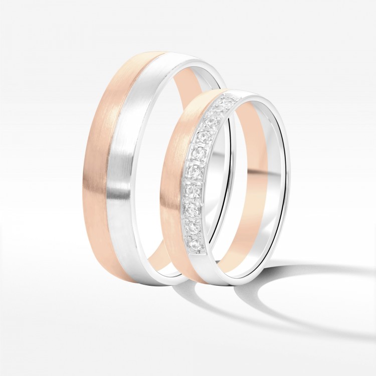 Obrączki ślubne z dwukolorowego złota 5mm