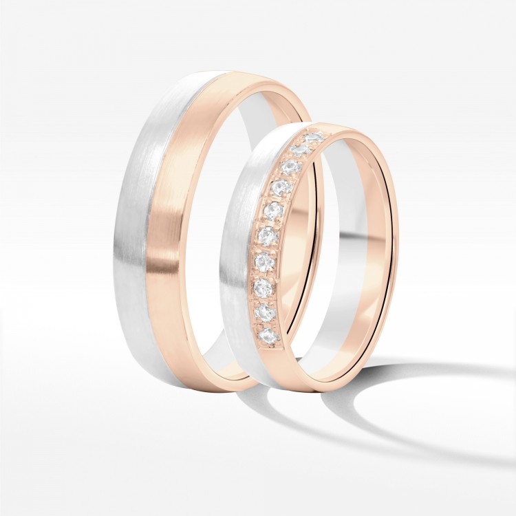 Obrączki ślubne z dwukolorowego złota 5mm