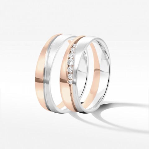 Obrączki ślubne z dwukolorowego złota 5mm