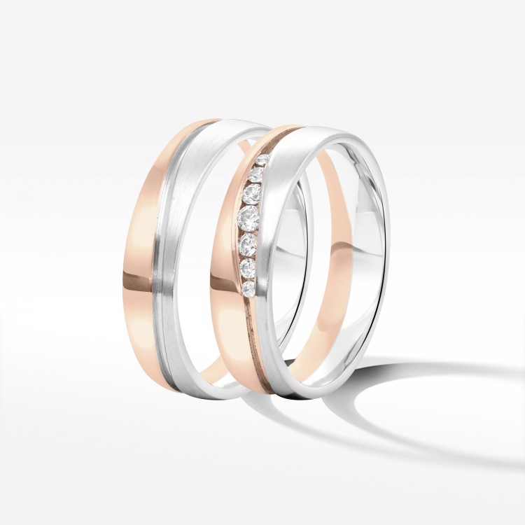 Obrączki ślubne z dwukolorowego złota 5mm