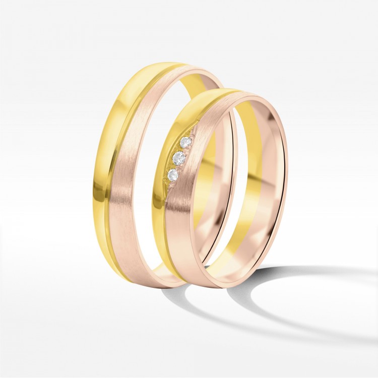 Obrączki ślubne z dwukolorowego złota 4.5mm