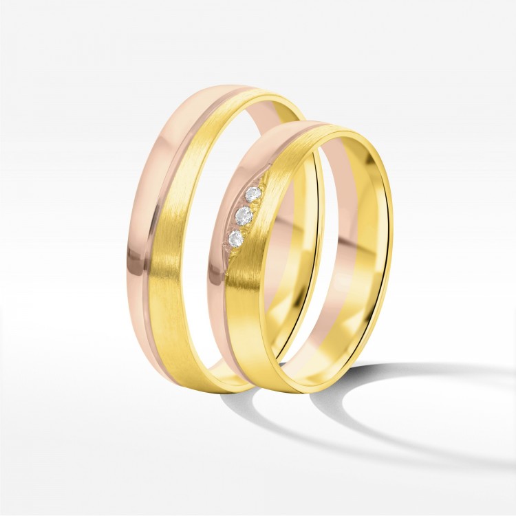 Obrączki ślubne z dwukolorowego złota 4.5mm