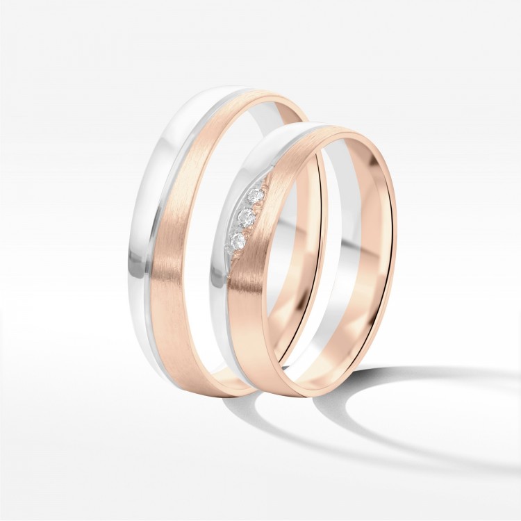 Obrączki ślubne z dwukolorowego złota 4.5mm