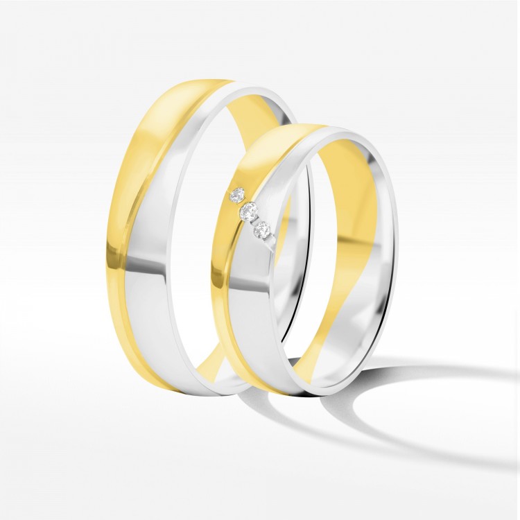 Obrączki ślubne z dwukolorowego złota 5mm