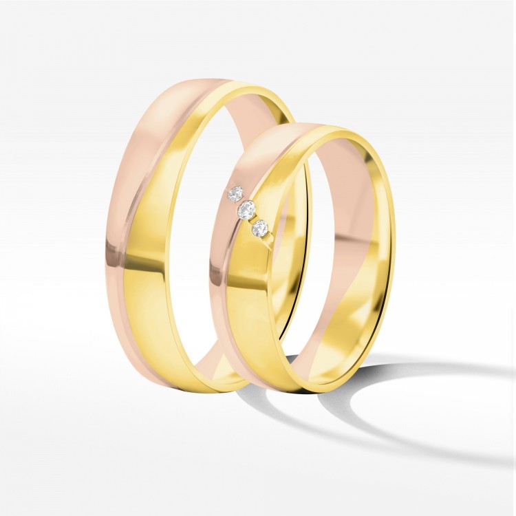 Obrączki ślubne z dwukolorowego złota 5mm