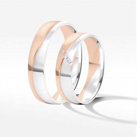 Obrączki ślubne z dwukolorowego złota 5mm