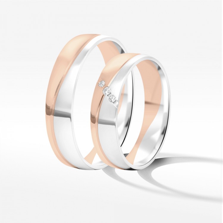 Obrączki ślubne z dwukolorowego złota 5mm