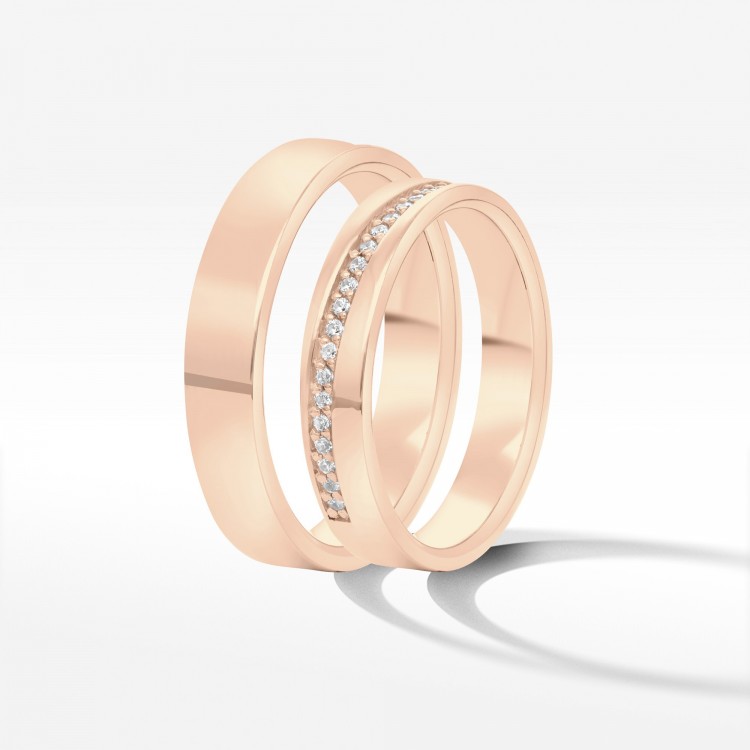 Obrączki ślubne z różowego złota 4mm płaskie