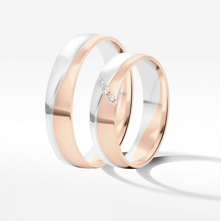 Obrączki ślubne z dwukolorowego złota 5mm