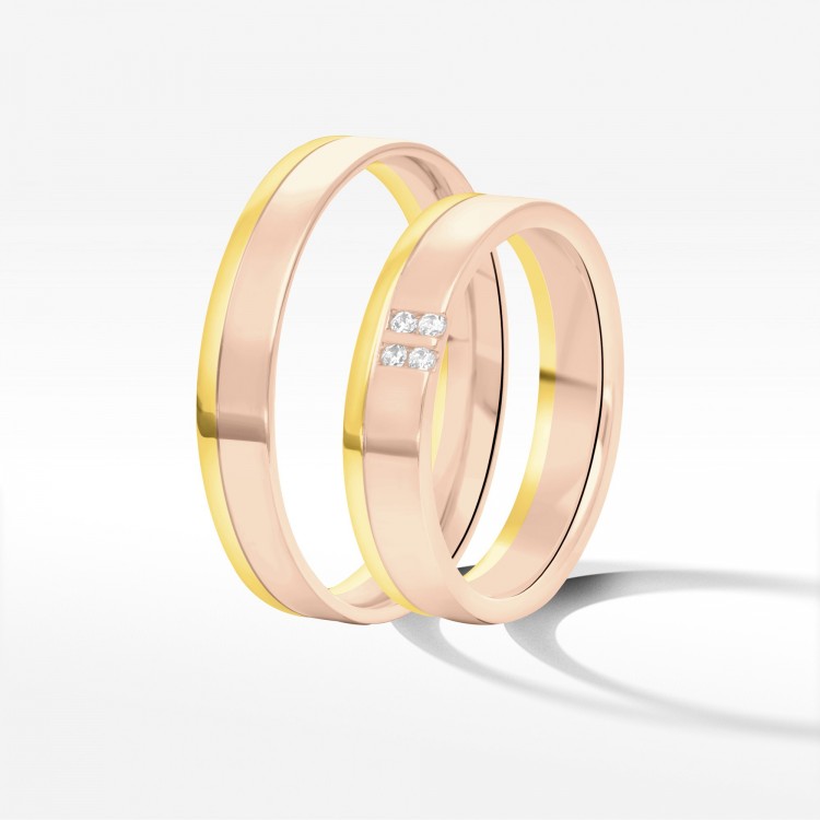 Obrączki ślubne z dwukolorowego złota 4mm