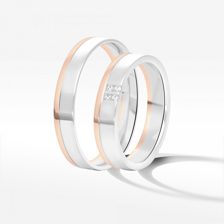 Obrączki ślubne z dwukolorowego złota 4mm