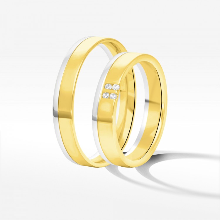 Obrączki ślubne z dwukolorowego złota 4mm
