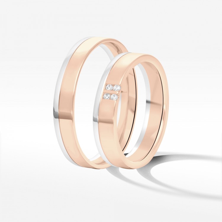 Obrączki ślubne z dwukolorowego złota 4mm