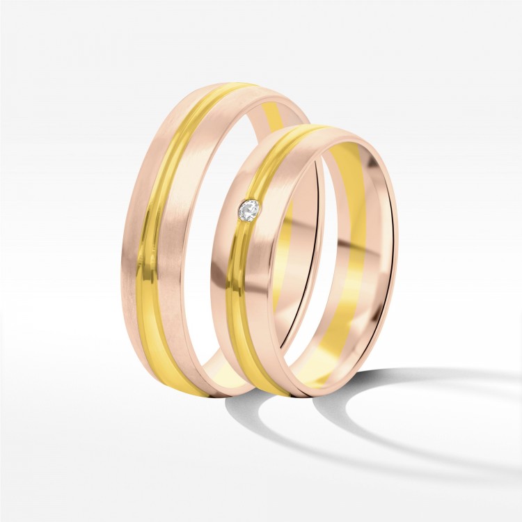 Obrączki ślubne z dwukolorowego złota 5mm