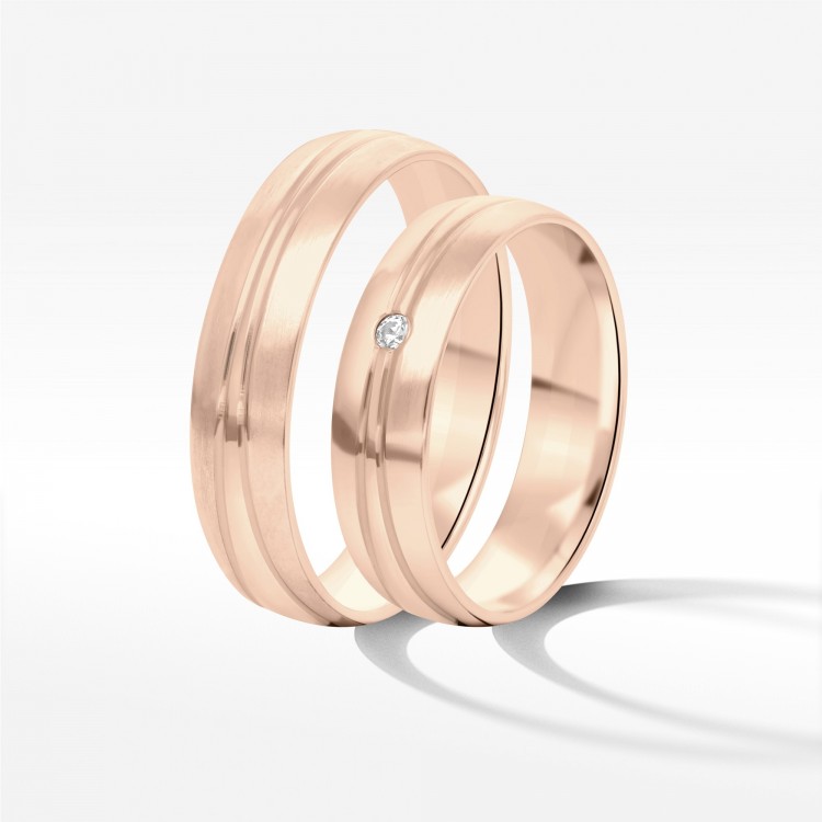 Obrączki ślubne z różówego złota 5mm