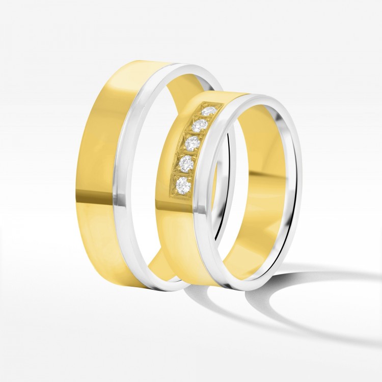 Obrączki ślubne z dwukolorowego złota 6mm