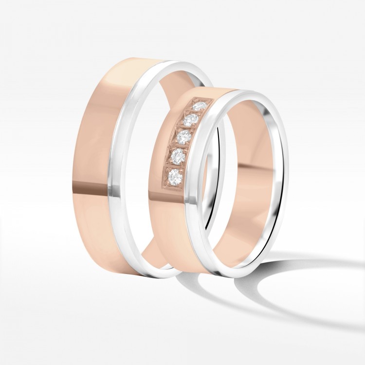 Obrączki ślubne z dwukolorowego złota 6mm