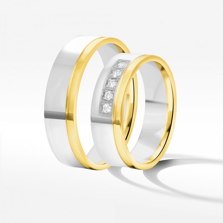 Obrączki ślubne z dwukolorowego złota 6mm