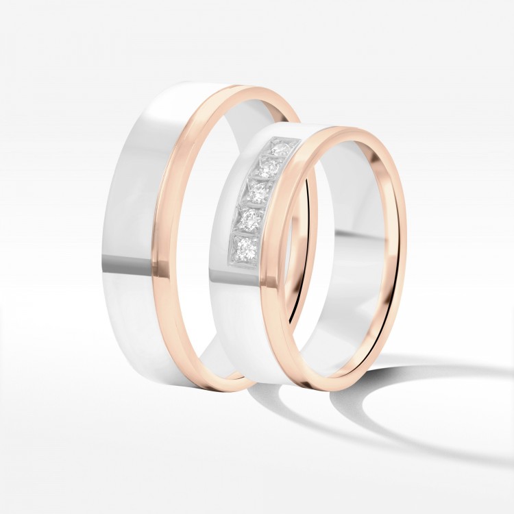 Obrączki ślubne z dwukolorowego złota 6mm