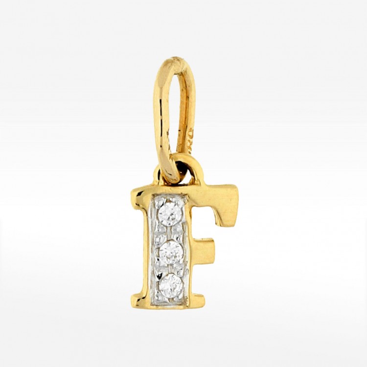 Złota zawieszka literka F