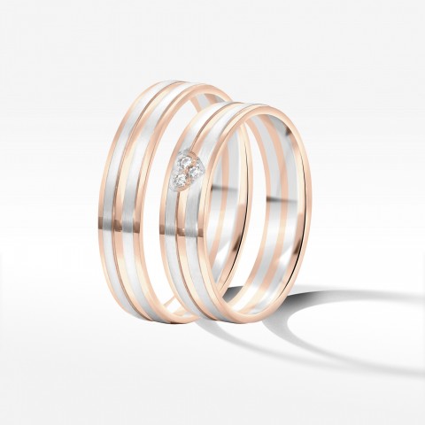 Obrączki ślubne z dwukolorowego złota 4.5mm