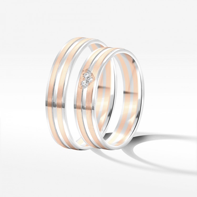 Obrączki ślubne z dwukolorowego złota 4.5mm