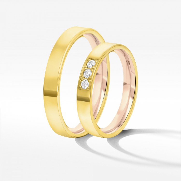 Obrączki ślubne z dwukolorowego złota 3.7mm