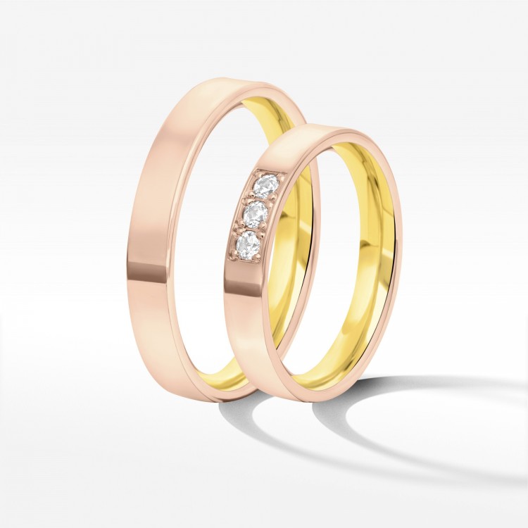 Obrączki ślubne z dwukolorowego złota 3.7mm