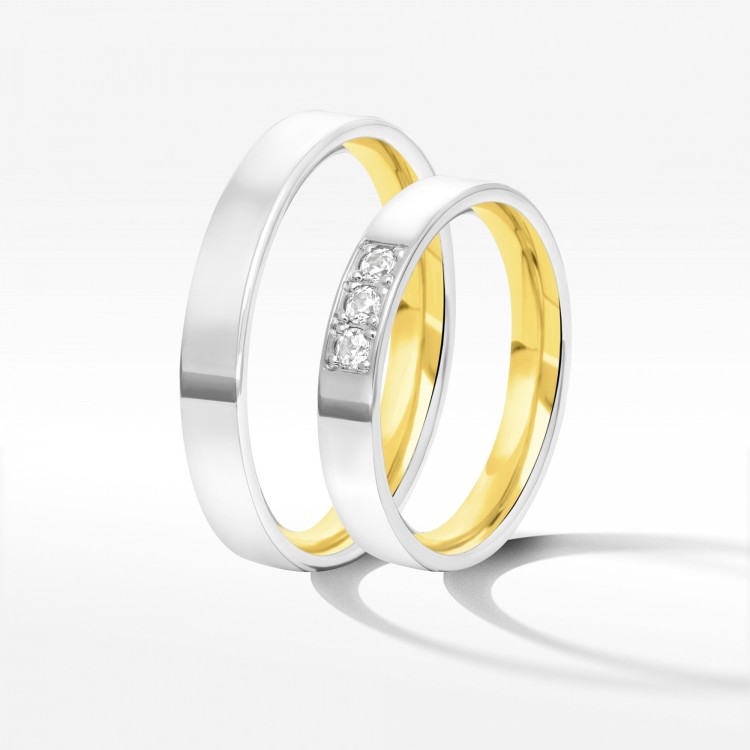 Obrączki ślubne z dwukolorowego złota 3.7mm