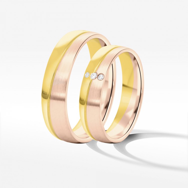 Obrączki ślubne z dwukolorowego złota 5mm