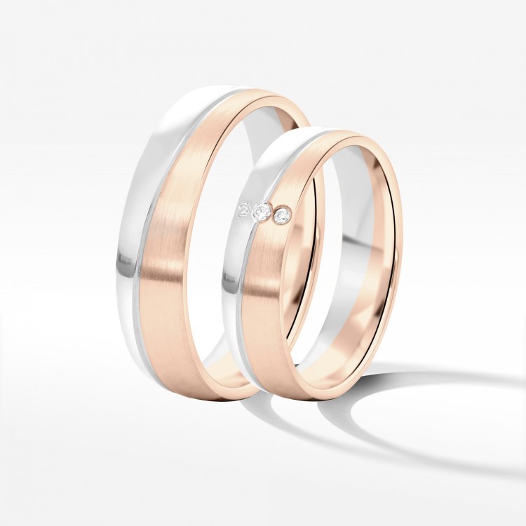 Obrączki ślubne z dwukolorowego złota 5mm