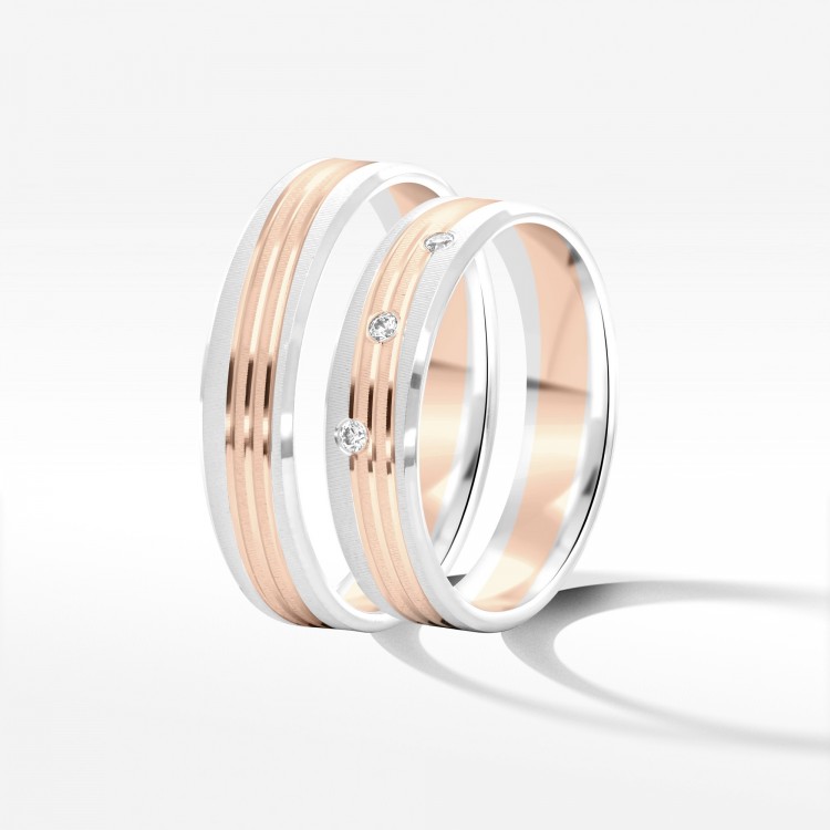 Obrączki ślubne z dwukolorowego złota 5mm