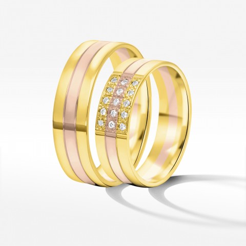 Obrączki ślubne z dwukolorowego złota 6mm