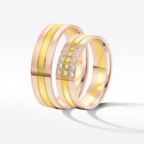 Obrączki ślubne z dwukolorowego złota 6mm