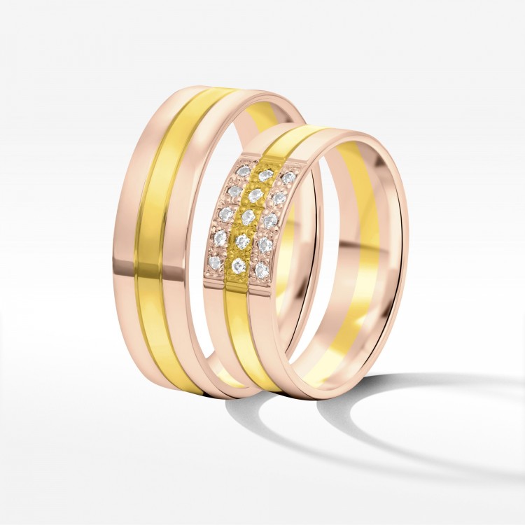 Obrączki ślubne z dwukolorowego złota 6mm