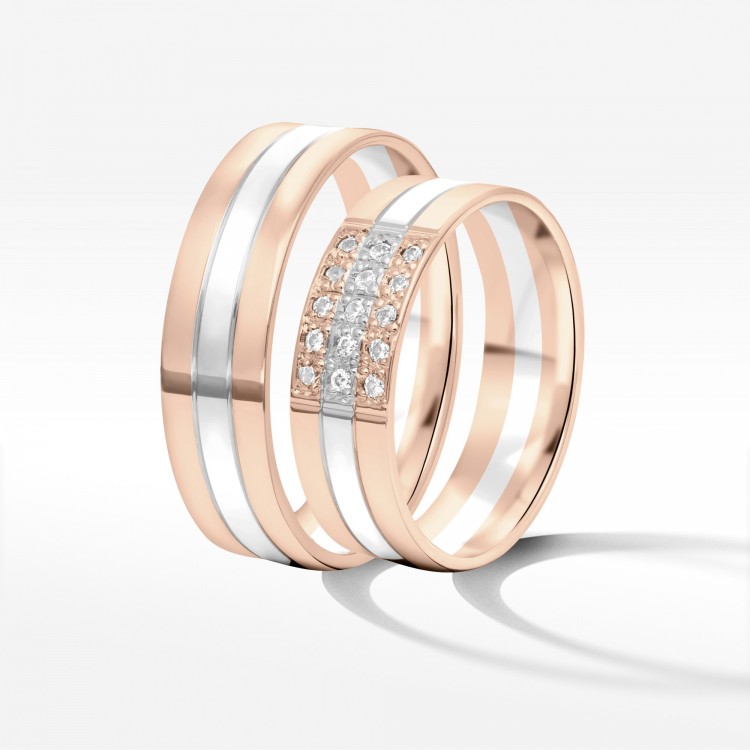 Obrączki ślubne z dwukolorowego złota 6mm