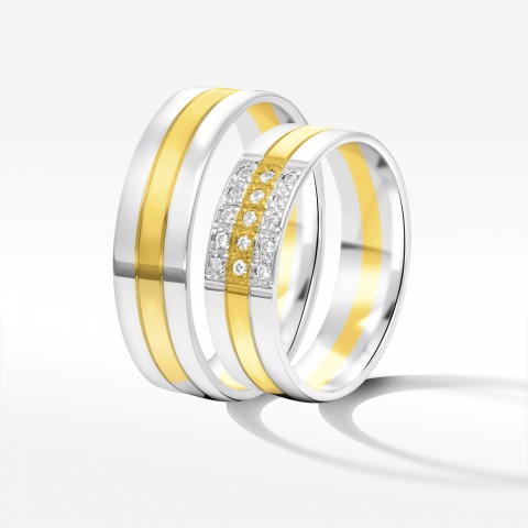 Obrączki ślubne z dwukolorowego złota 6mm